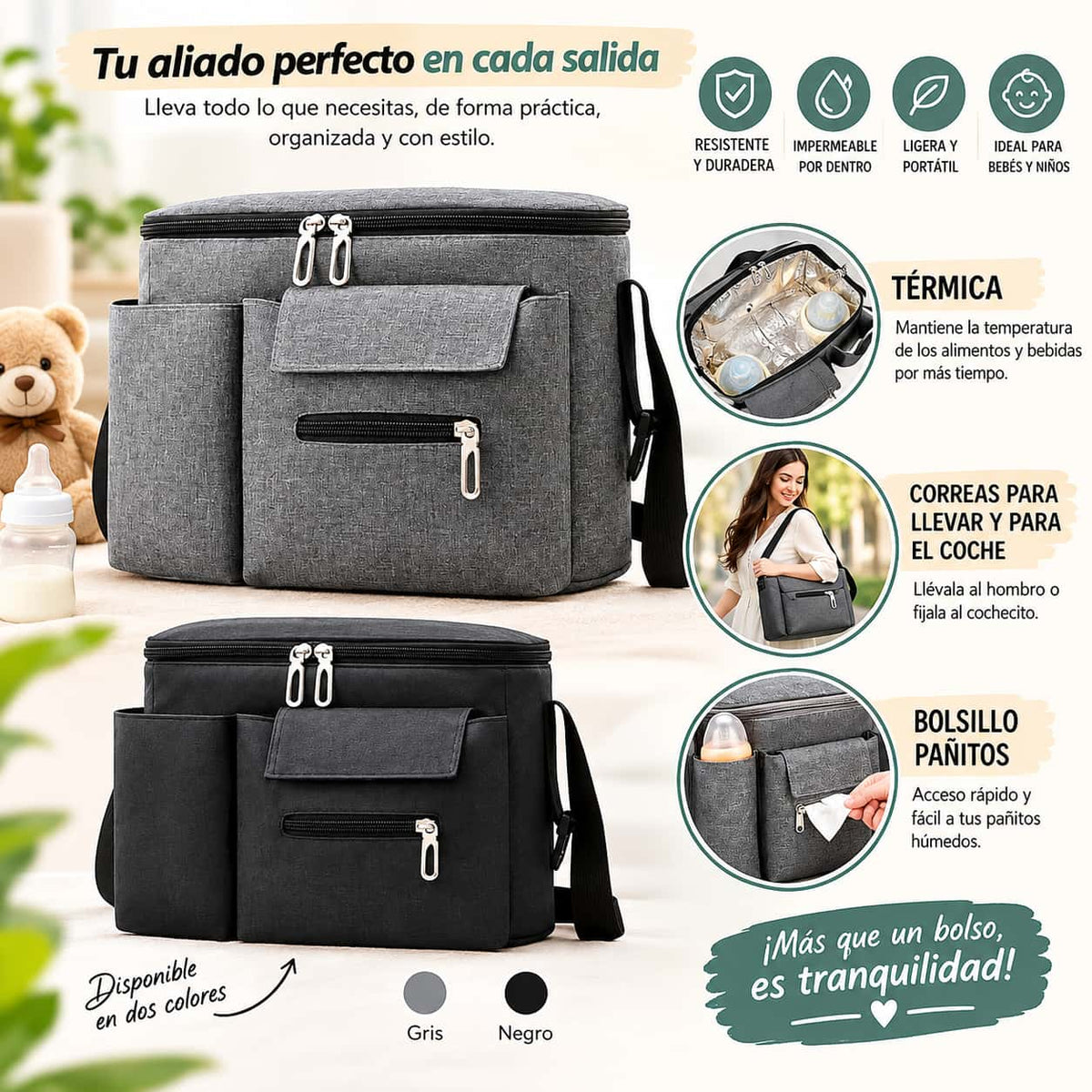 Pañalera de coche + chupo de fruta