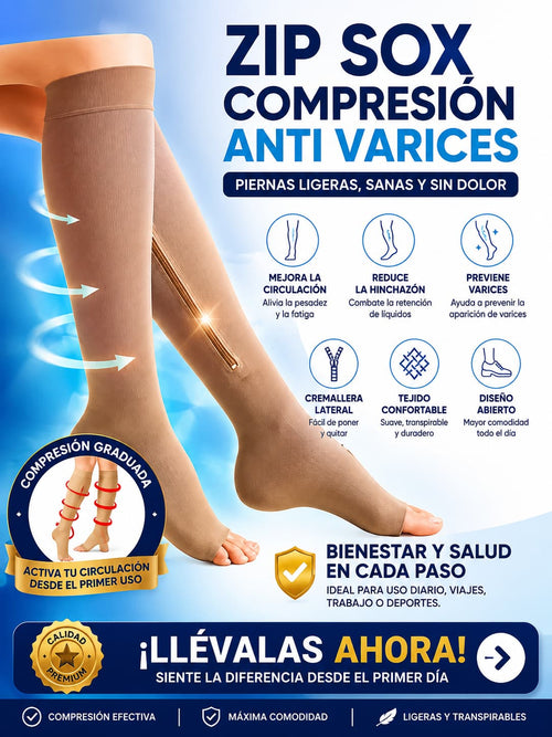 Medias Zip Sox Compresión Anti Varices